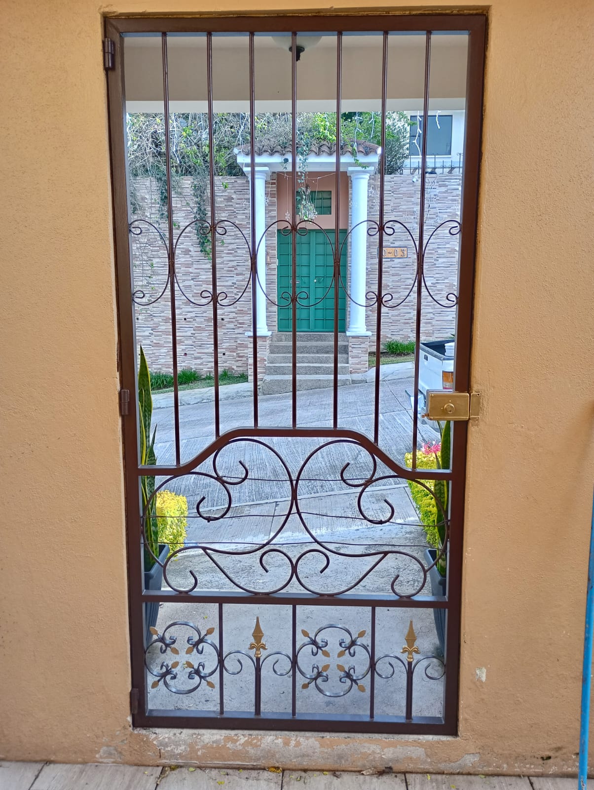 Diseño de Puerta Metálica con Reja Artística