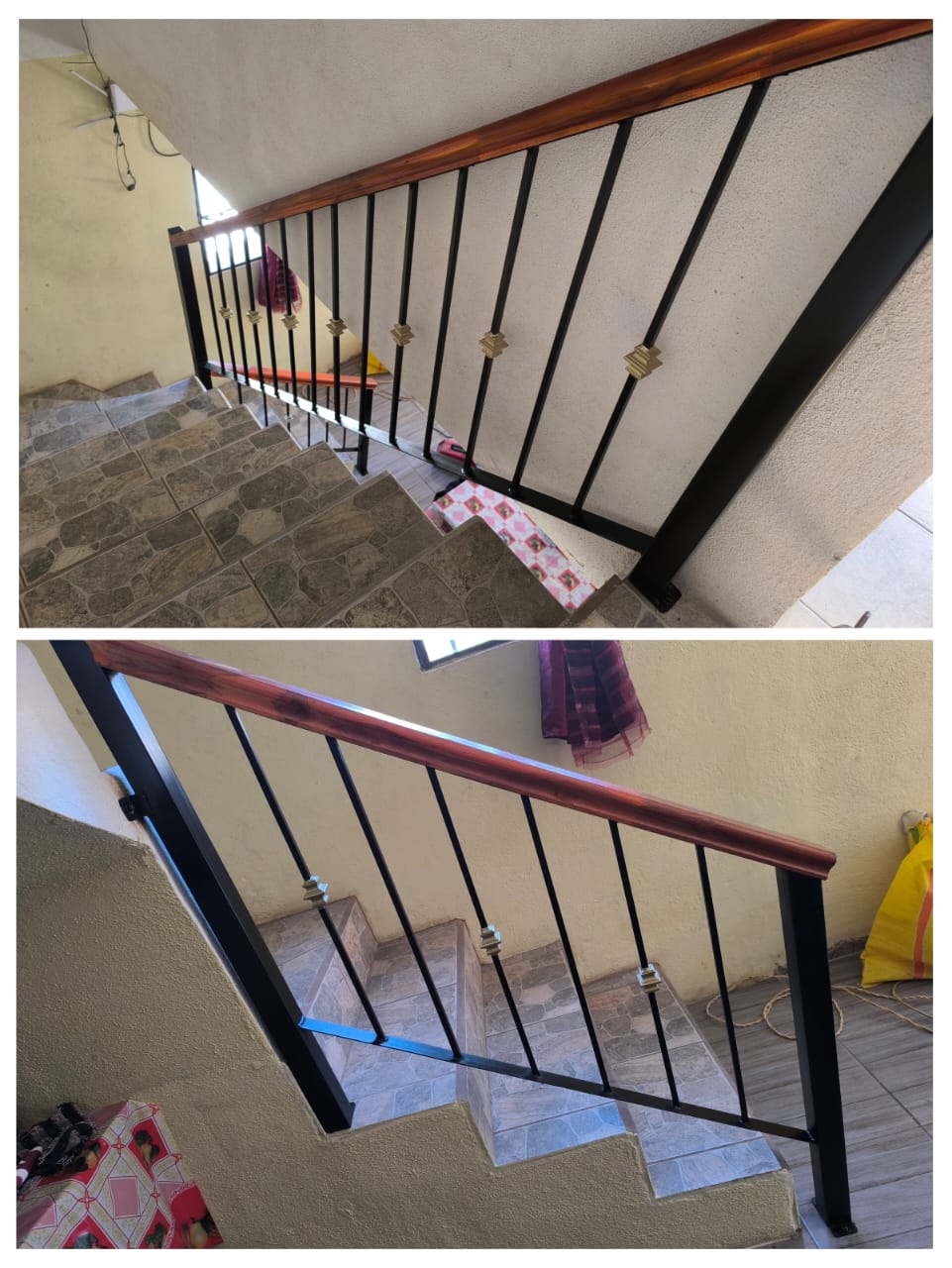 Pasamanos con Gradas de Madera